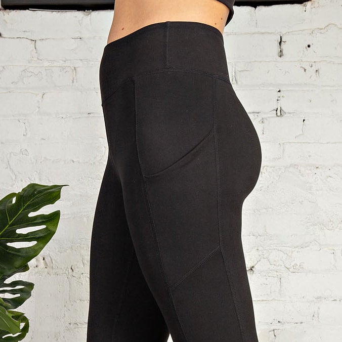 Women Leggings High Waist Black Yoga Pants Tummy Control Pockets 28