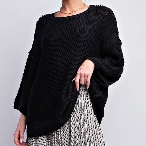 Black Loose Knit Oversized Sweater